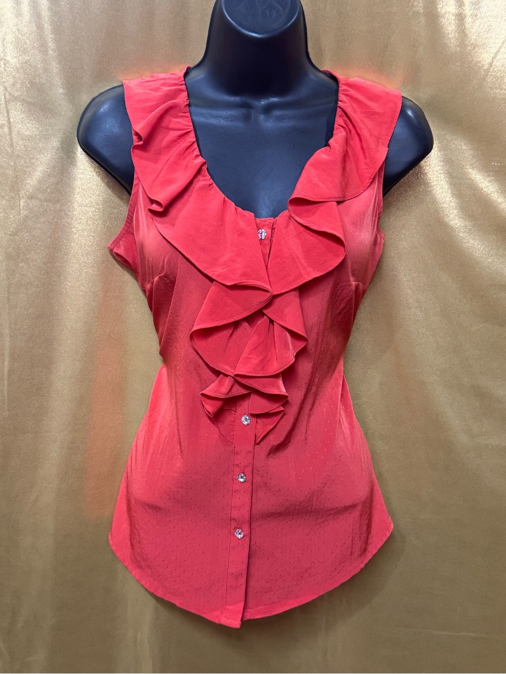 Banana Republic Coral Ruffle Sleeveless Blouse Top Small